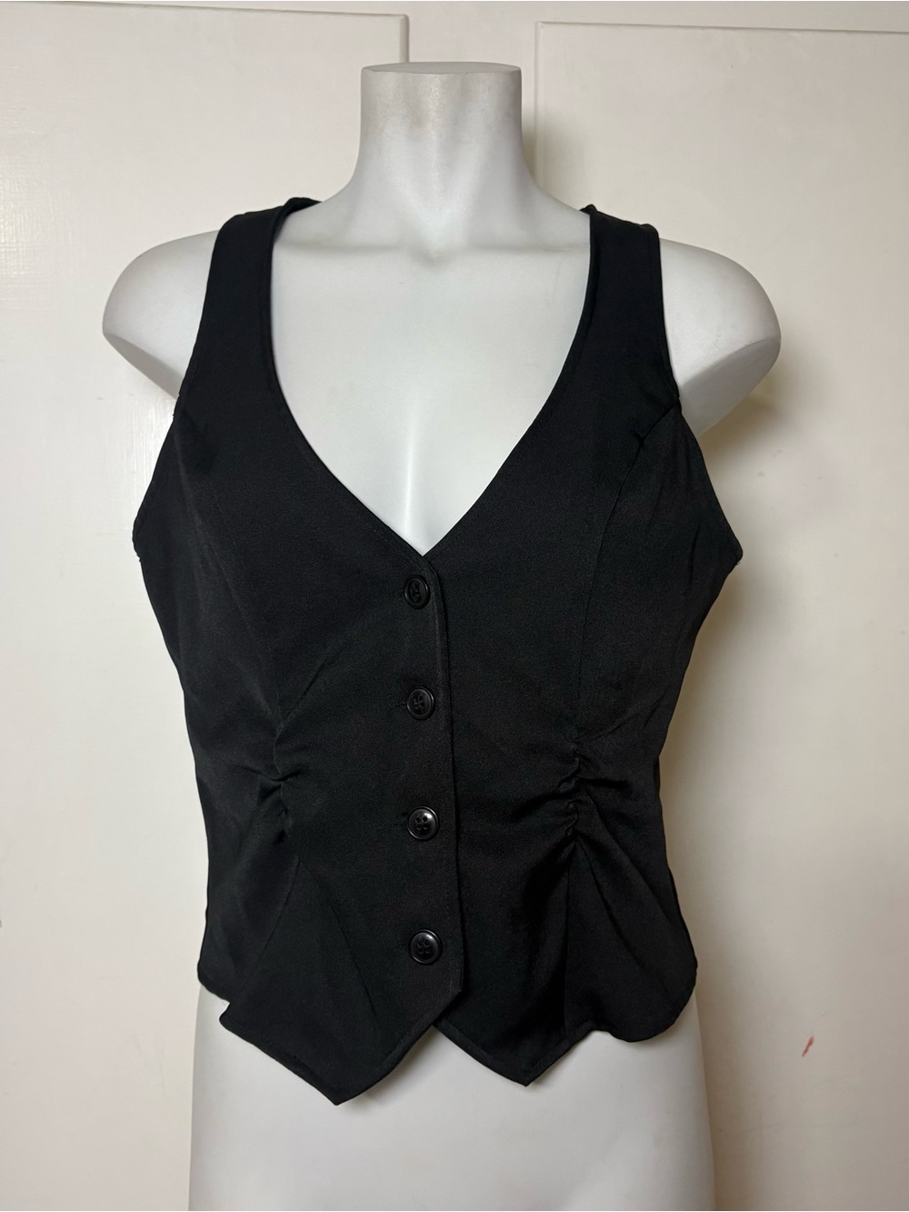 Y2K Stooshy Black Ruched Cropped Vest